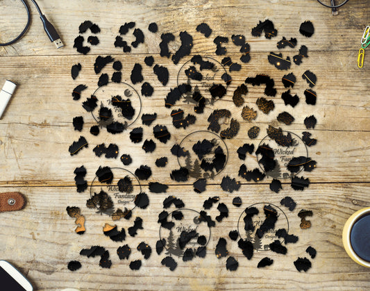 UVDTF Black and Gold Marble Leopard Print Element 10"x10"