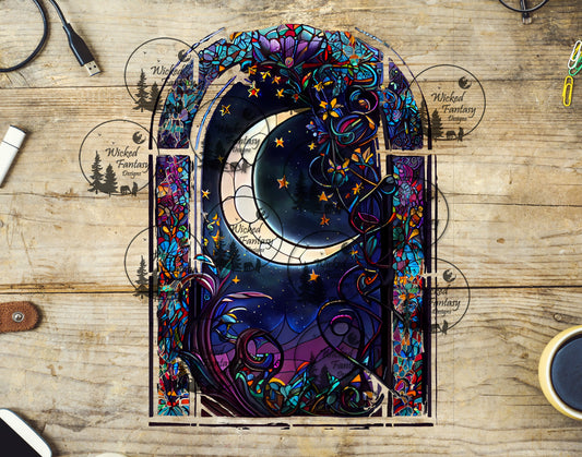 UVDTF Stained Glass Moon Window
