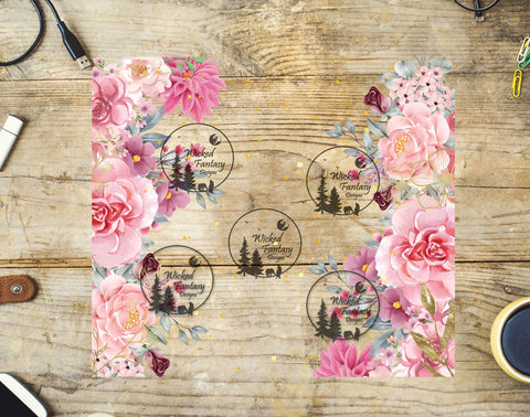 UVDTF Blush Pink Watercolor Flowers 20oz 30oz 10"x10" Element