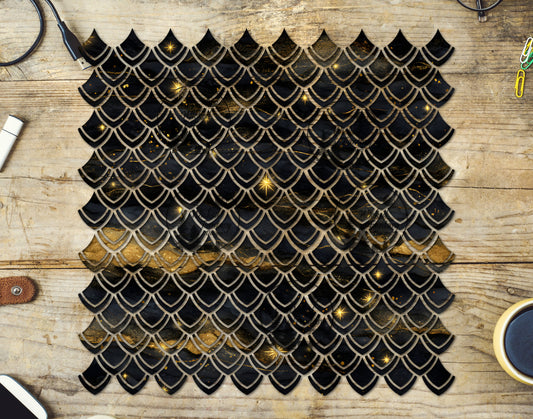 UVDTF Black Gold Marble Dragon Scales 10"x10" Element