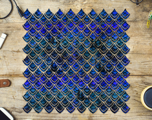 UVDTF Blue Teal Dragon Scales 10"x10" Element