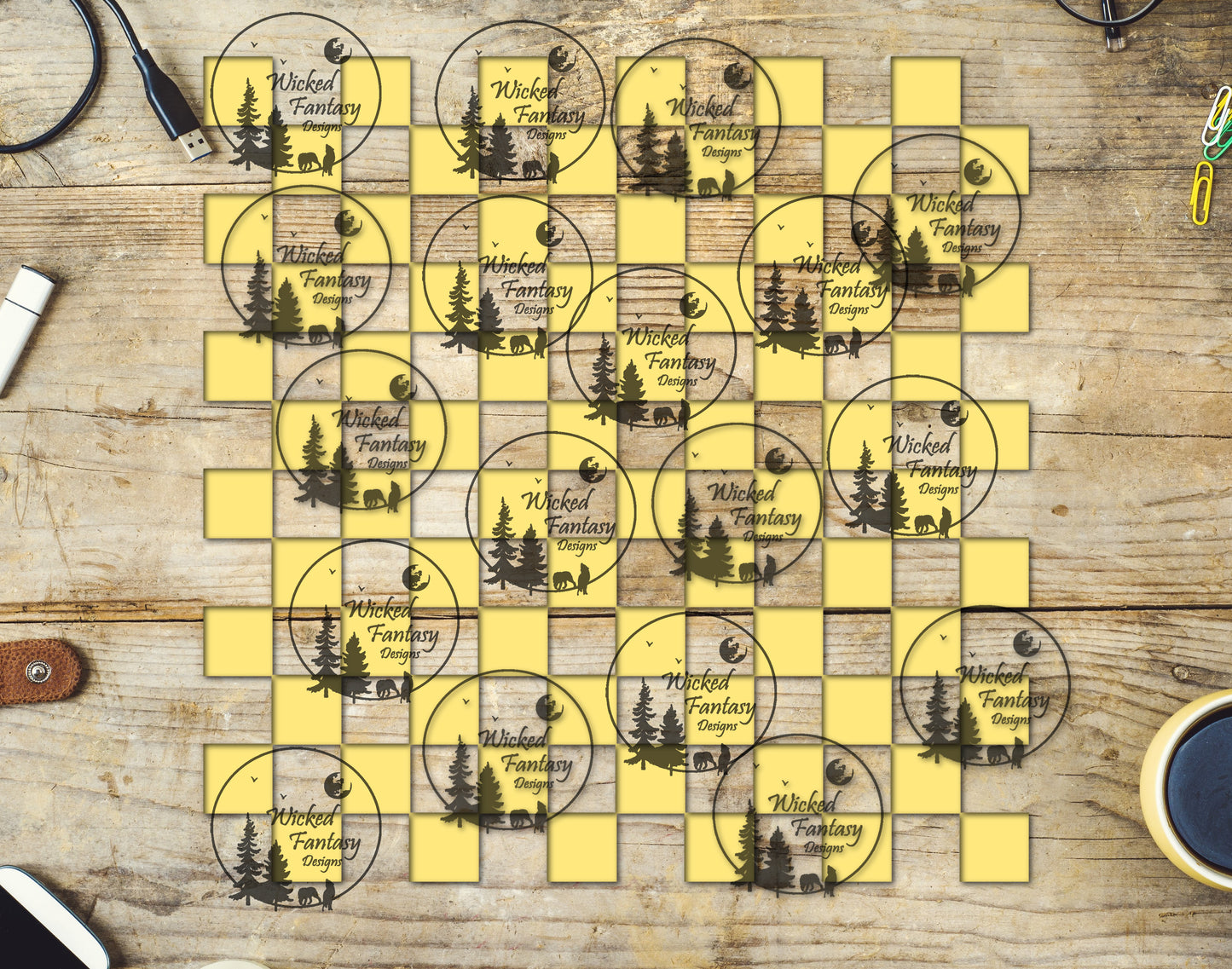 UVDTF Pastel Yellow Checkered 20oz 30oz 10"x10"