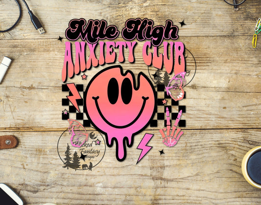 UVDTF Decal Mile High Anxiety Club Retro 1pc