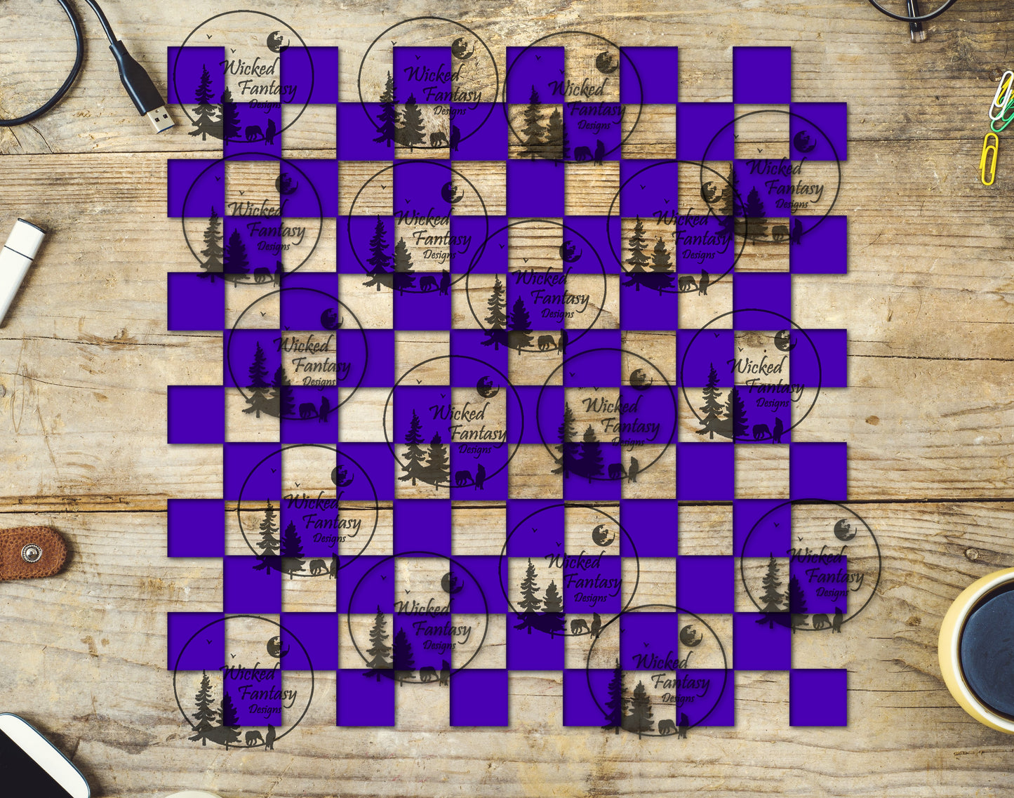 UVDTF Purple Checkered 20oz 30oz 10"x10"
