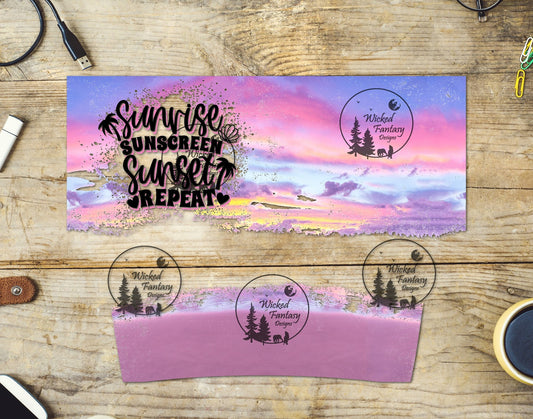 UVDTF Sunrise Sunscreen Sunset Repeat 16oz 40oz Element Multiple Sizes