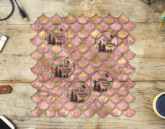 UVDTF Pink and Golden Shell Mermaid Scales 10"x10" Element