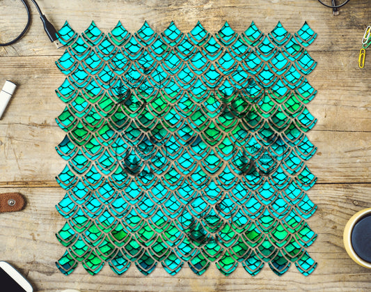 UVDTF Aqua Teal Scales Dragon Scales 10"x10" Element