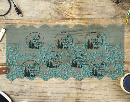UVDTF Teal Lace and Tulle Border Element 11"