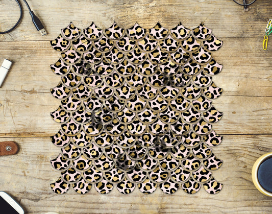 UVDTF Gold and Pink Leopard Print Mermaid Scales 10"x10" Element