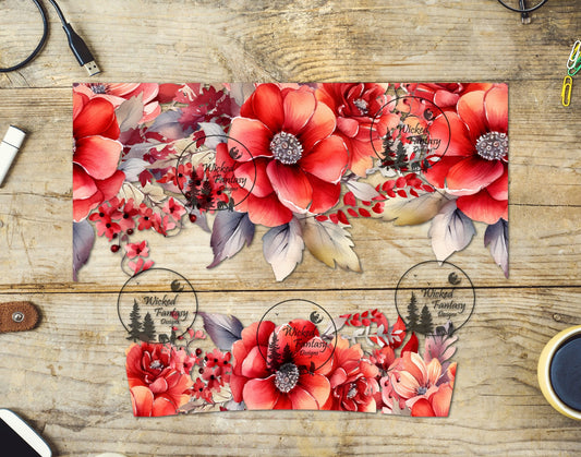 UVDTF Red Poppy Floral 16oz 40oz Element Multiple Sizes