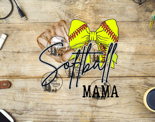 UVDTF Softball Mama with Bow and Glove