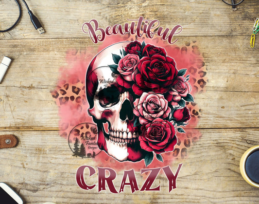 UVDTF Beautiful Crazy Skull with Roses
