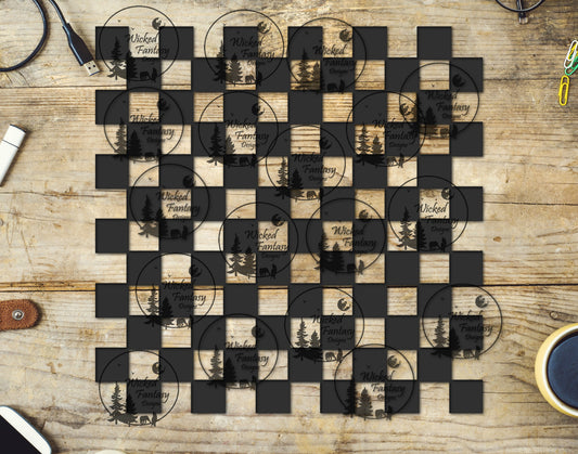 UVDTF Slate Grey Checkered 20oz 30oz 10"x10"