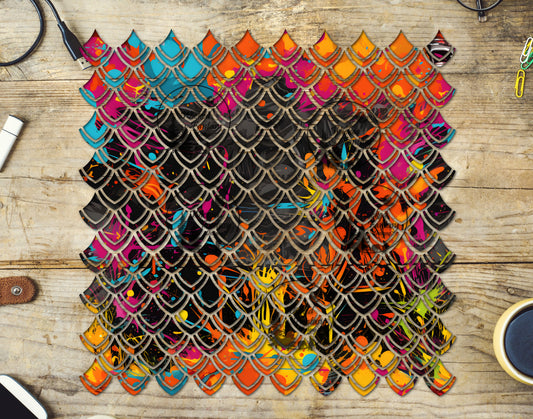UVDTF Graffiti Paint Splatter Dragon Scales 10"x10" Element