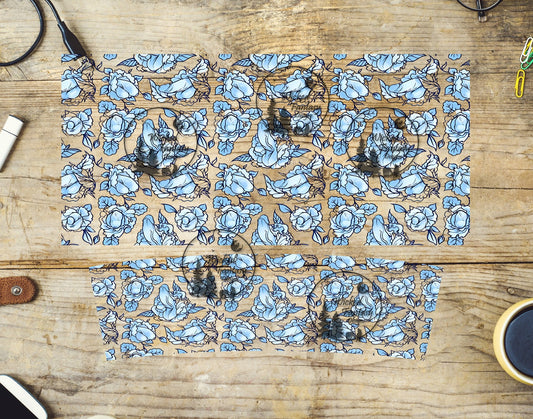 UVDTF Cornflower Blue Peens Floral Wrap Element 40oz 16oz Multiple Sizes
