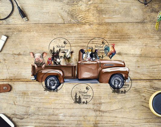 UVDTF Vintage Truck with Farm Animals