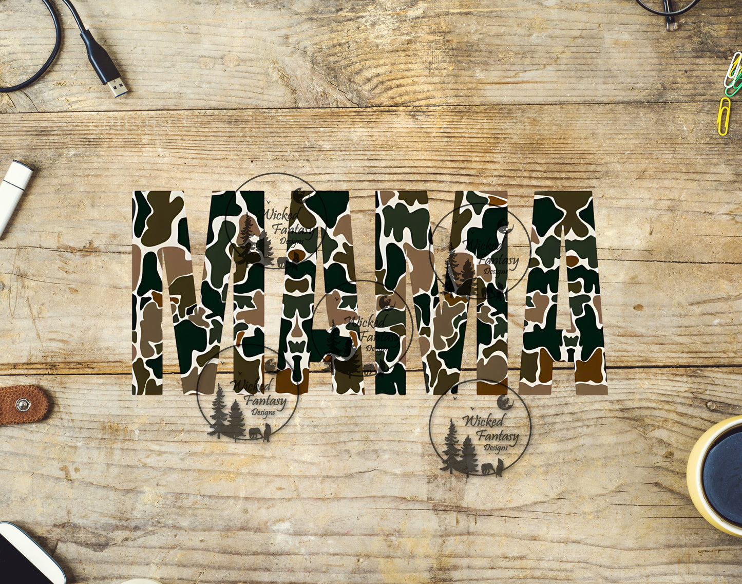 UVDTF Camo Mama 16oz 40oz Tumbler Wrap Element