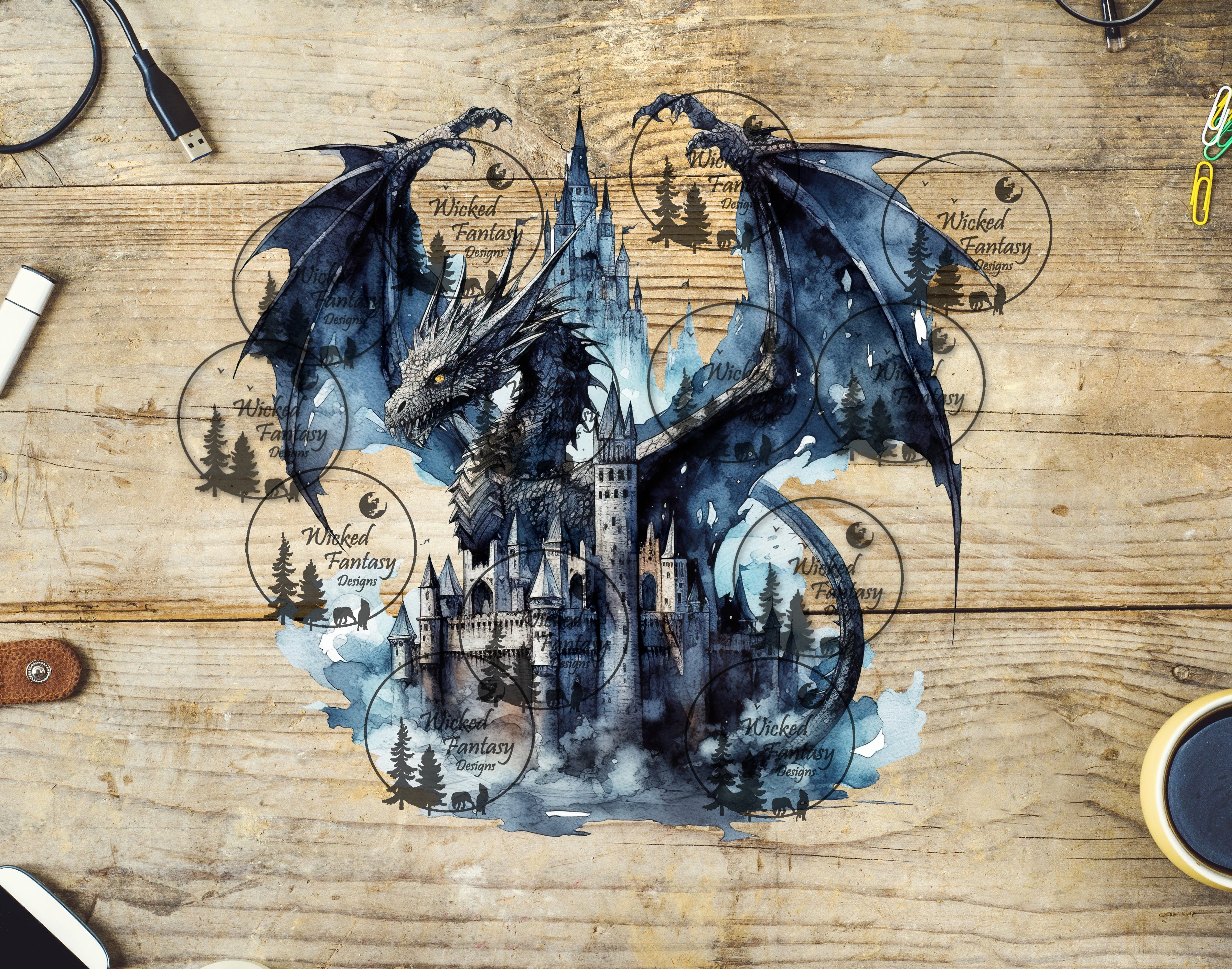 UVDTF Fantasy dragon medieval castle – Wicked Fantasy Designs