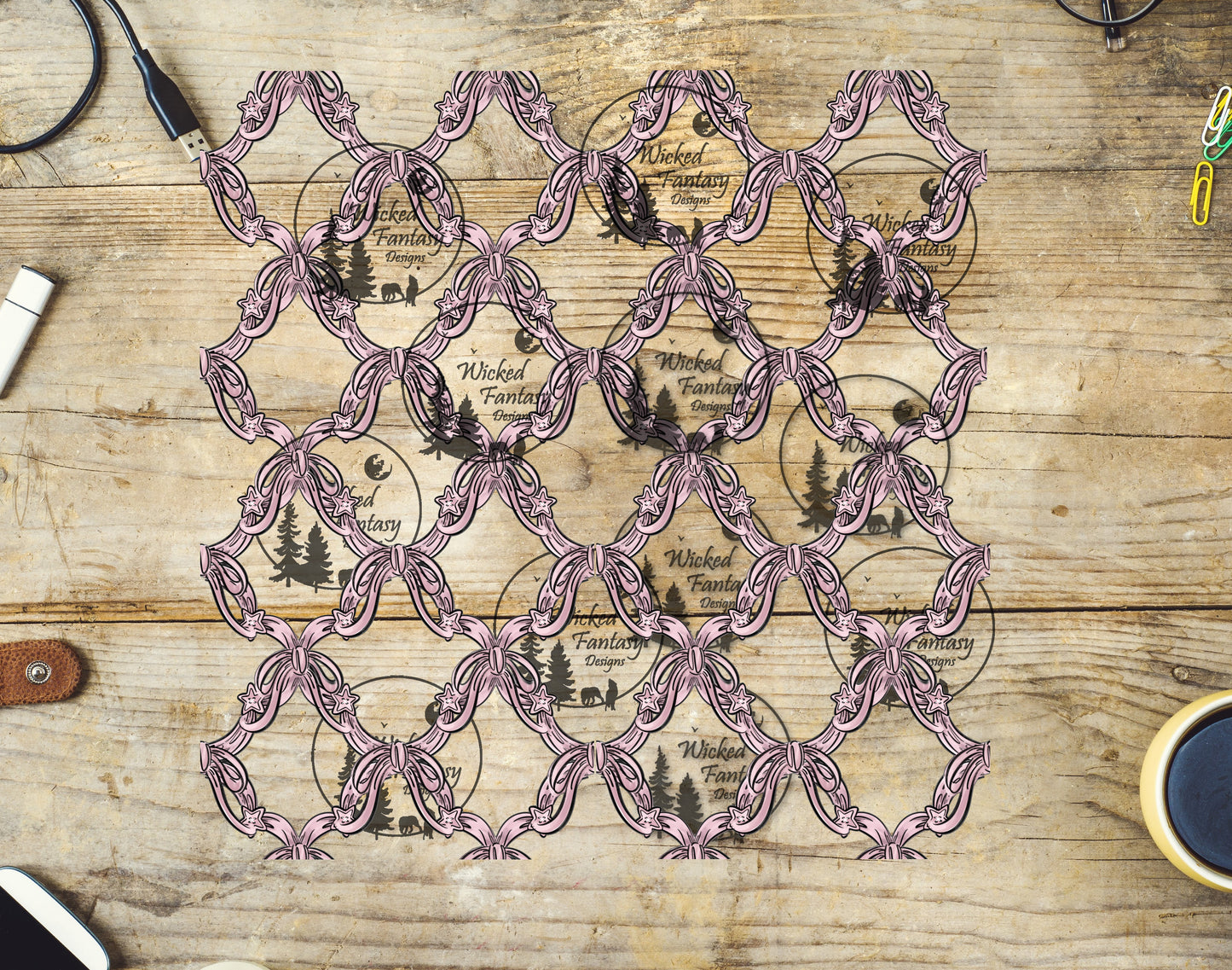 UVDTF Ribbons and Bows 20oz 30oz 10"x10" Element Sheet