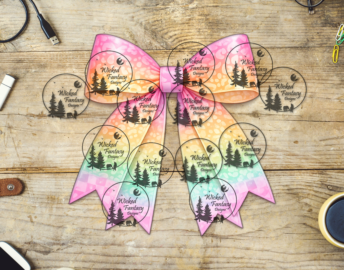 UVDTF Pastel Checkered Leopard Bow
