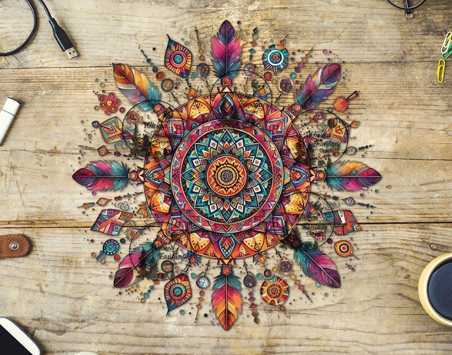 UVDTF Native Style Mandala and Feathers