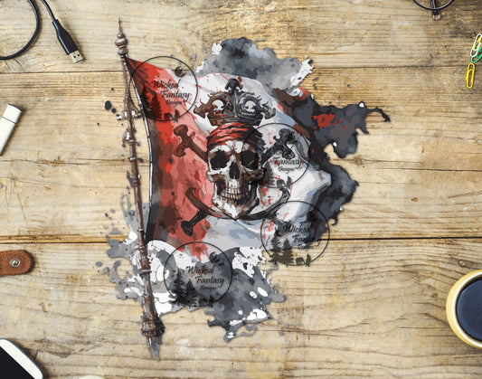 UVDTF Skull and Cross Bones Pirate Flag