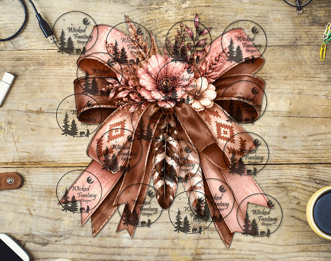 UVDTF Dusty Rose and Chocolate Bow