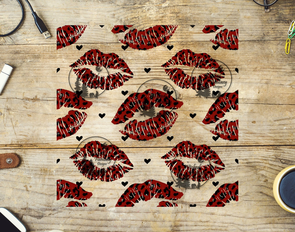 UVDTF Leopard Lips and Hearts 20oz 30oz 10"x10" Element