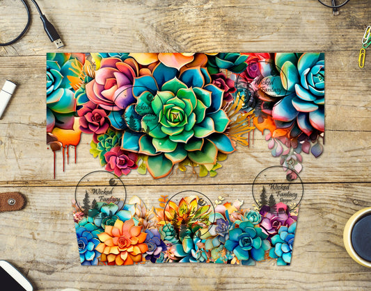 UVDTF Colorful Succulents 16oz 40oz Element Multiple Sizes