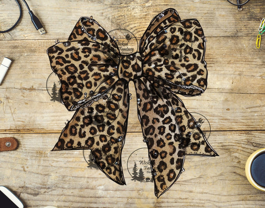 UVDTF Grunge Leopard Print Bow