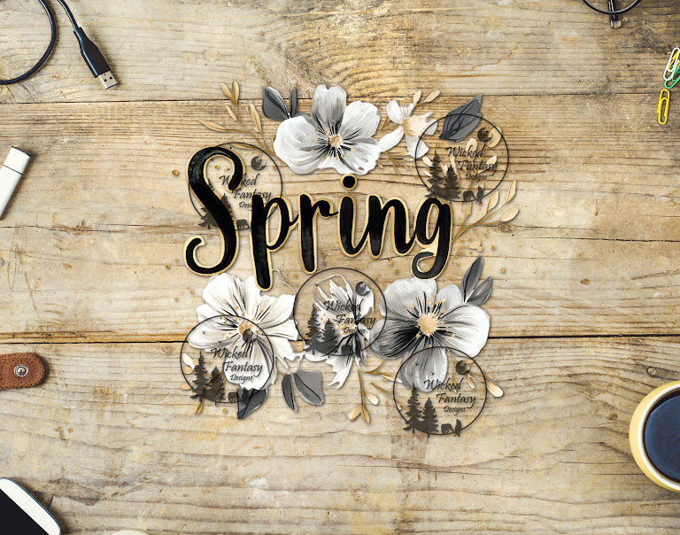 UVDTF Spring with White Flowers