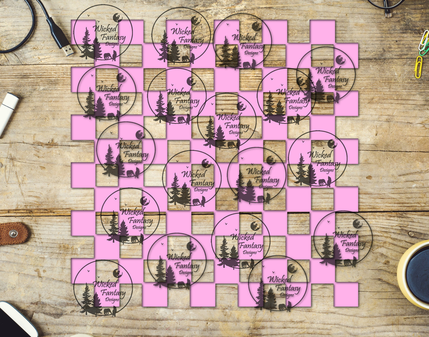 UVDTF Light Pink Checkered 20oz 30oz 10"x10"