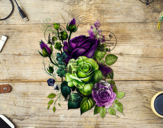 UVDTF Purple and Lime Green Roses