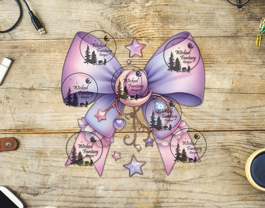 UVDTF Pastel Bow with Moons and Stars