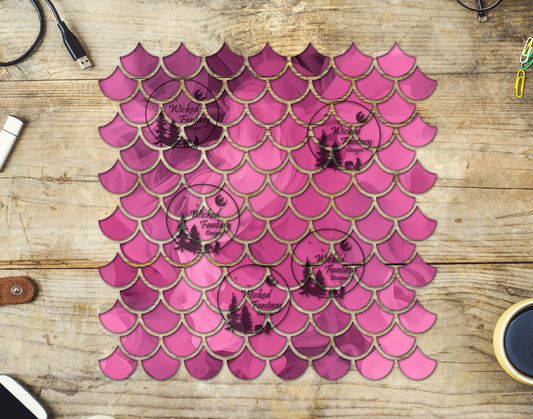 UVDTF Pink Ink Swirls Mermaid Scales 10"x10" Element