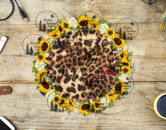 UVDTF Sunflower Leopard Circle