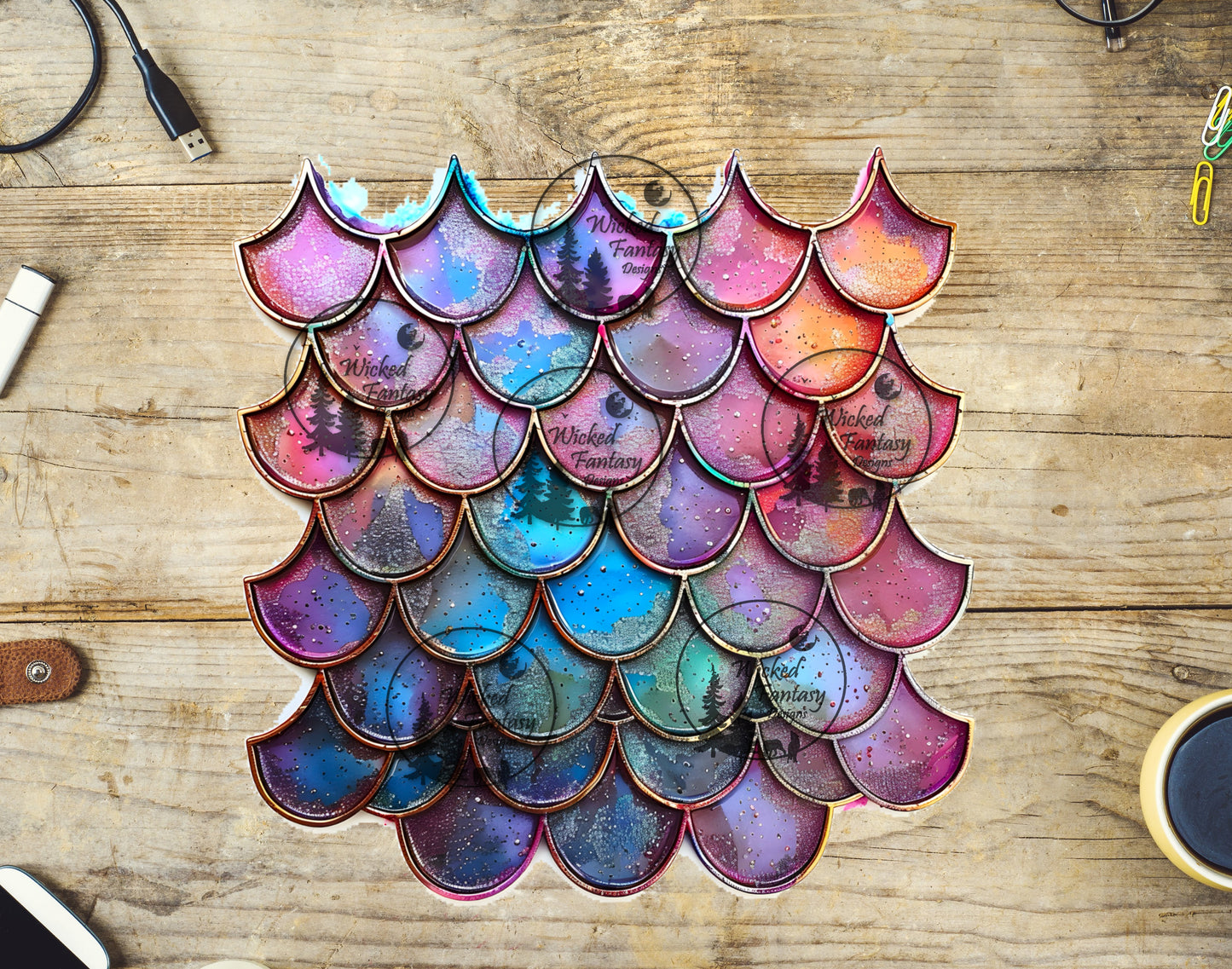 UVDTF Purple and Teal Mermaid Scales Group