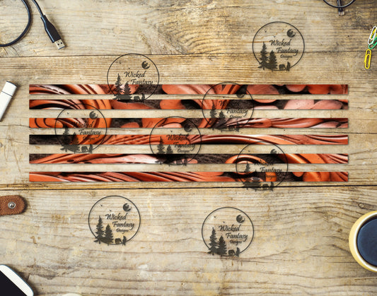 UVDTF Floral Tooled Leather 12"long  Narrow Striping Element