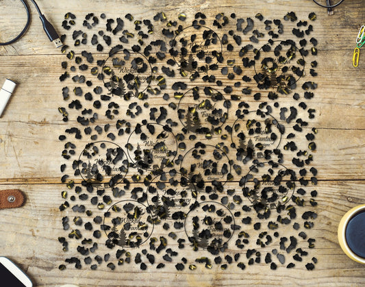 UVDTF Onyx Gild Small Fuzzy Leopard Print 10"x10" Element Sheet