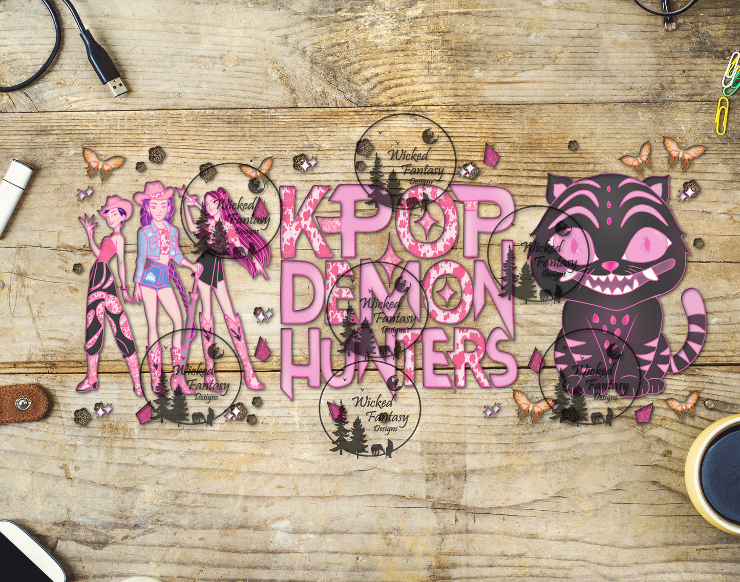 UVDTF Pink Cowhide Demon Hunters 16oz 40oz