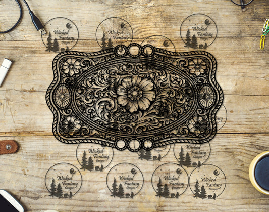 UVDTF Heritage Western Belt Buckle Line Art