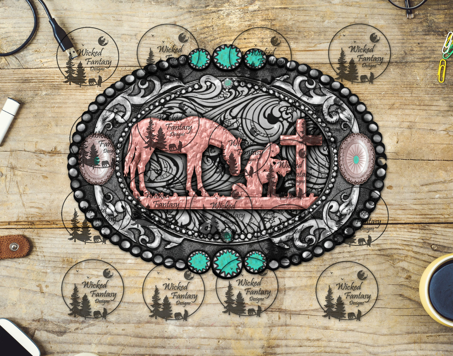 UVDTF Praying Cowboy Belt Buckle