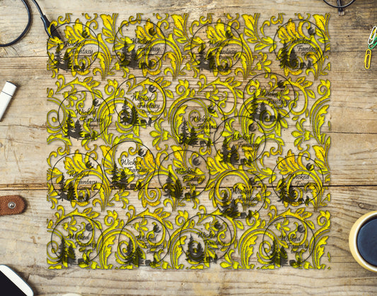 UVDTF Vintage Yellow Textured Tooled Leather 20oz 30oz 10"x10"