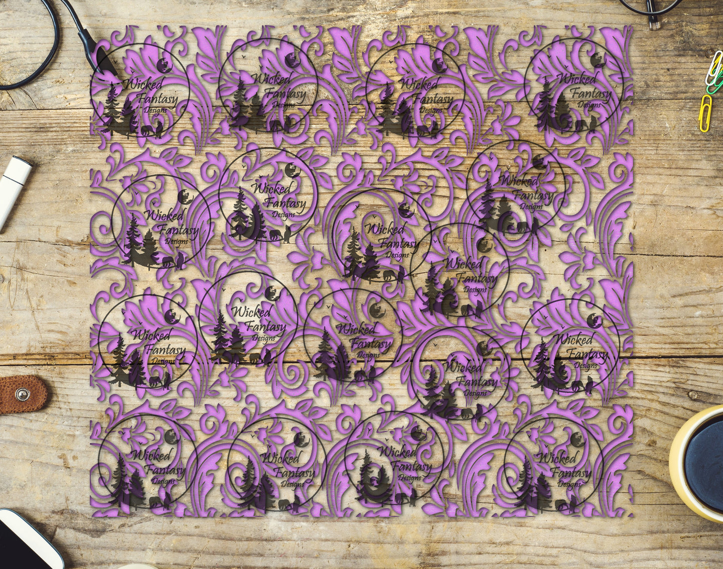 UVDTF Muted Orchid Textured Tooled Leather 20oz 30oz 10"x10"