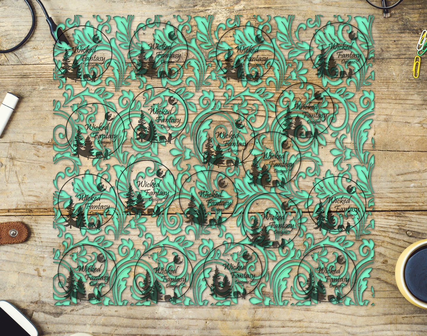 UVDTF Mint Textured Tooled Leather 20oz 30oz 10"x10"