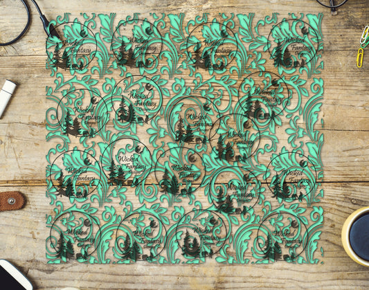 UVDTF Mint Textured Tooled Leather 20oz 30oz 10"x10"