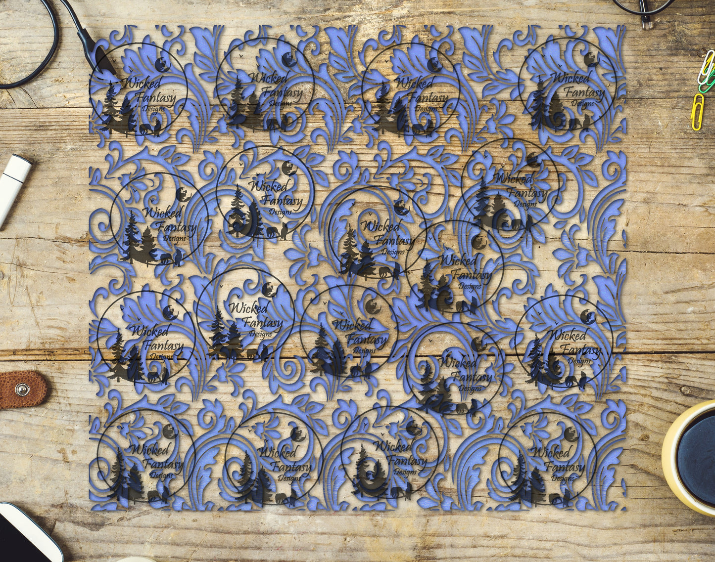 UVDTF Periwinkle Textured Tooled Leather 20oz 30oz 10"x10"