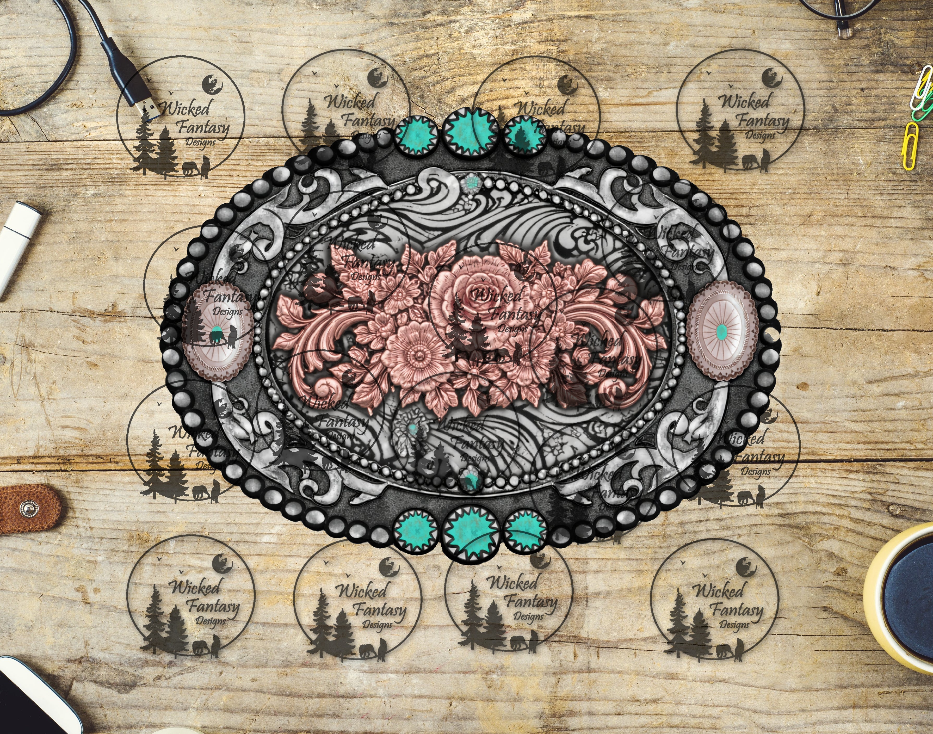 UVDTF Copper Rose Belt Buckle – Wicked Fantasy Designs