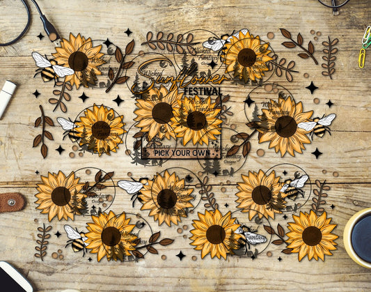 UVDTF Sunflower Festival 16oz 40oz Tumbler Wrap