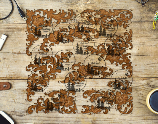 UVDTF Tooled Leather Carved Scroll 20oz 30oz